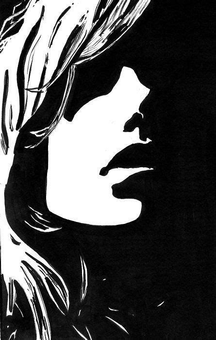 pen portrait with negative space - Google Search | Portrait dessin, Linogravure, Art noir et blanc