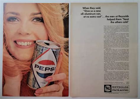 PEPSI SODA POP Cola Reynolds Aluminium Cans Ad 1967 Time ~16x11" $27.50 - PicClick