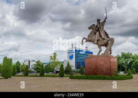 The monument of World War II Chechen soldier Movlid Visaitov at the memorial park close to the ...