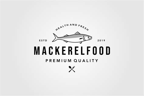 Line Art Mackerel Fish Logo Hipster Graphic by lawoel · Creative Fabrica