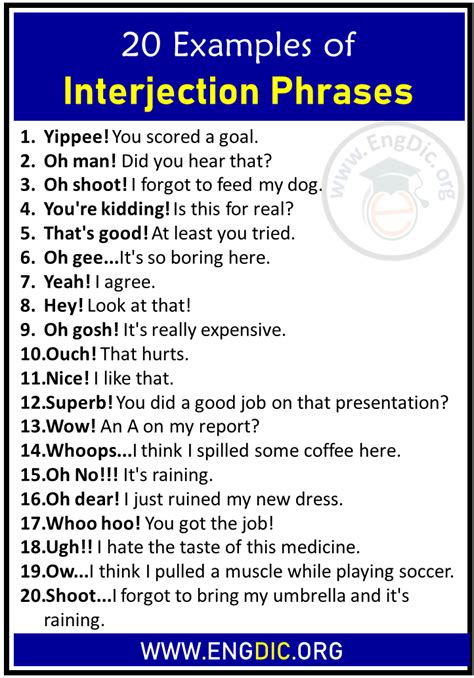 20 Examples of Interjection Phrases - EngDic