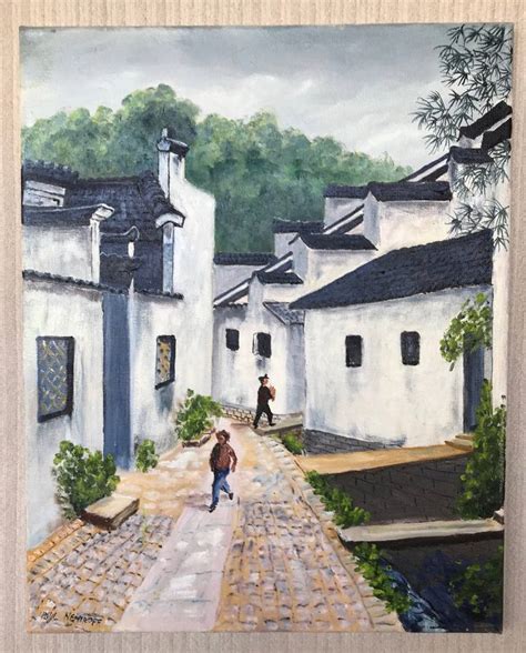 Chinese Village Painting by Paul Nemiroff | Saatchi Art