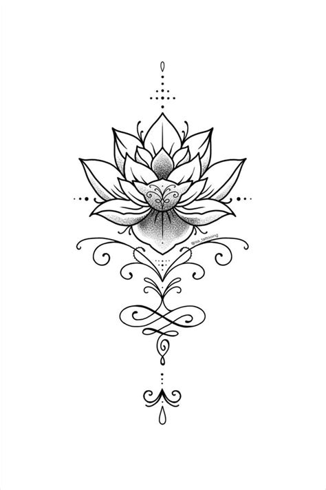 Lotus flower ornament with many details and ornaments | Unalome tattoo ...