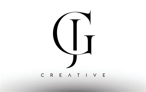 JG Minimalist Serif Modern Letter Logo in Black and White. GJ Creative ...