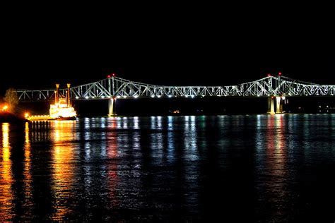 Mississippi River Bridge at Night Photograph by Mary Koval - Fine Art ...