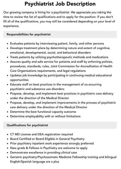 Psychiatrist Job Description | Velvet Jobs