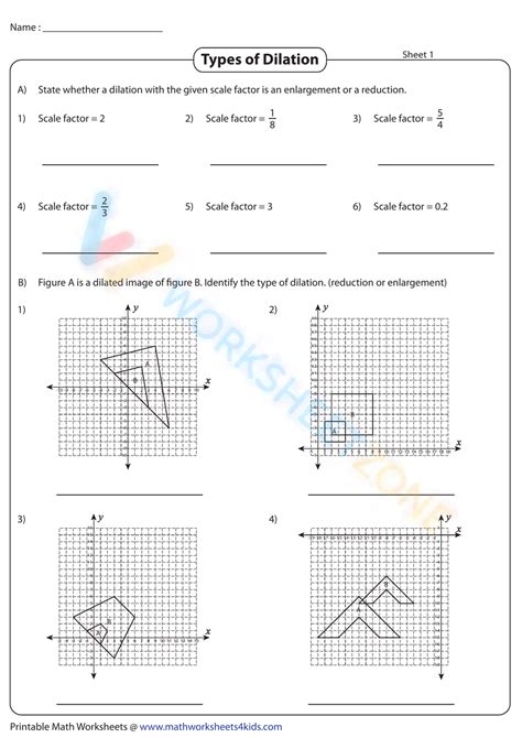 Identifying The Type Of Dilation Worksheet