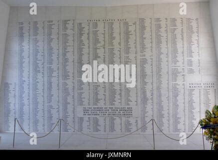 Names of the dead at the USS Arizona memorial at Pearl Harbor Hawaii Stock Photo - Alamy