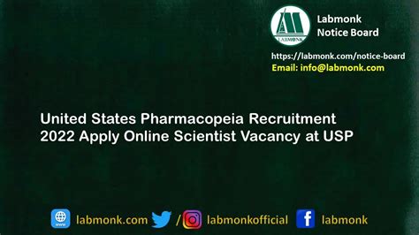 United States Pharmacopeia Recruitment 2022 Apply Online Scientist ...