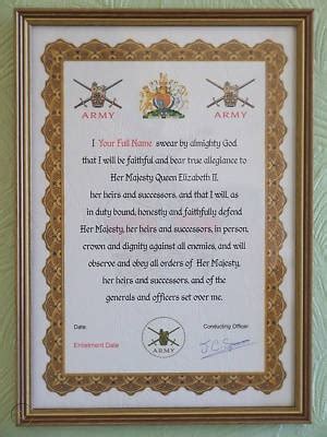 British Army Oath of Allegiance Certificate | #166020191