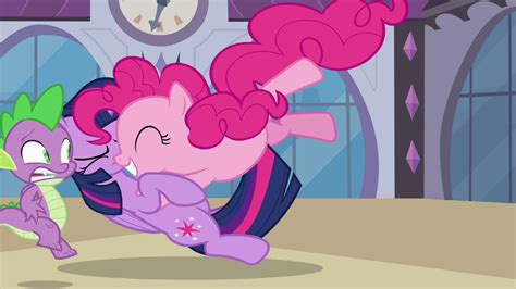 Image - Pinkie Pie tackle hugging Twilight S4E01.png | My Little Pony Friendship is Magic Wiki ...