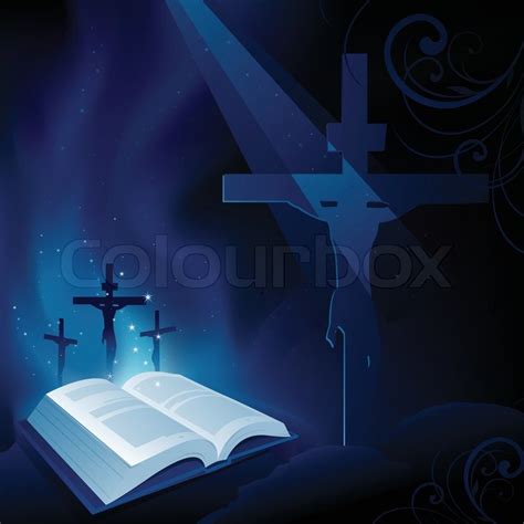 Holy bible and jesus on the cross ... | Stock vector | Colourbox