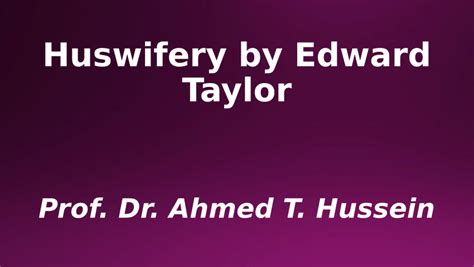 (PDF) Huswifery by Edward Taylor