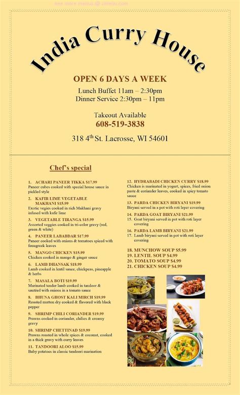 Online Menu of India Curry House Restaurant, La Crosse, Wisconsin ...