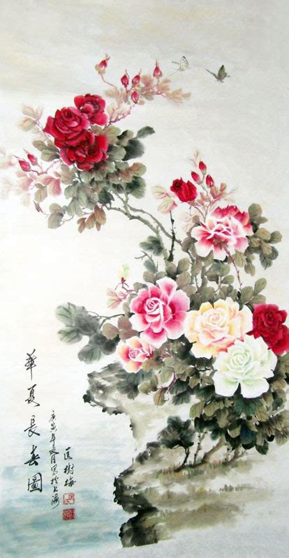 Chinese Rose Painting Rose 2473007, 70cm x 130cm(27〃 x 51〃)