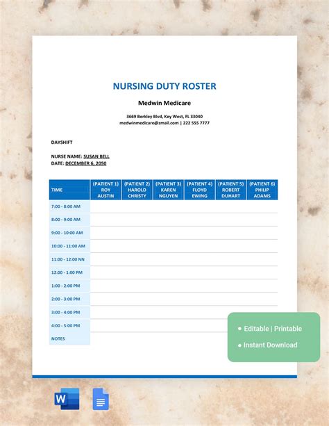 FREE Duty Roster Templates - Download in Word, Google Docs, Excel, PDF ...