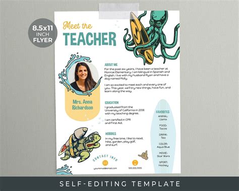 Meet the Teacher Flyer TEMPLATE Edit in Corjl Teacher Intro Printable ...