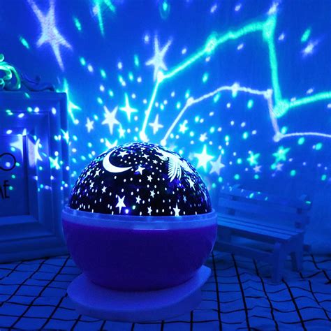 Baby Night Light, Romantic Rotating LED Night Lighting Lamp Moon Cosmos Sky Star Projector ...