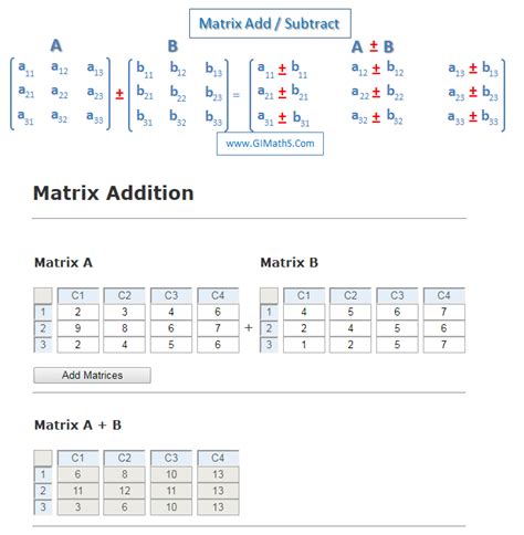 Matrix Addition Subtraction And Multiplication Worksheet - Carol Jone's Addition Worksheets