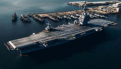 Premium Photo | Photography view from drone aircraft carrier