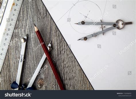 Technical Drawing Compass Pencil Steel Rule Stock Photo (Edit Now ...