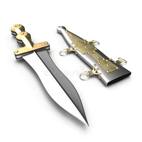 Roman Pugio Dagger With Sheath On White. 3D Illustration Stock Illustration - Illustration of ...