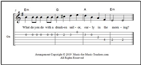 What Do You Do With a Drunken Sailor Chords & Guitar Tabs