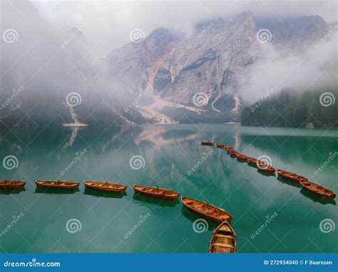 Lago Di Braies Braies Lake, Pragser Wildsee At Sunrise. Trentino Alto Adidge, Dolomites ...