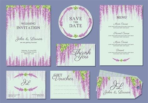 Wisteria Wedding Template Vector 147882 Vector Art at Vecteezy