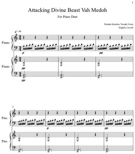 Attacking Divine Beast Vah Medoh - Sheet music for Piano