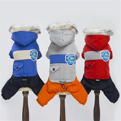 Winter Dog Snowsuit Ski Clothes Dog Cat Pet Cotton Padded Jacket Coat Clothing For Pet Warm ...