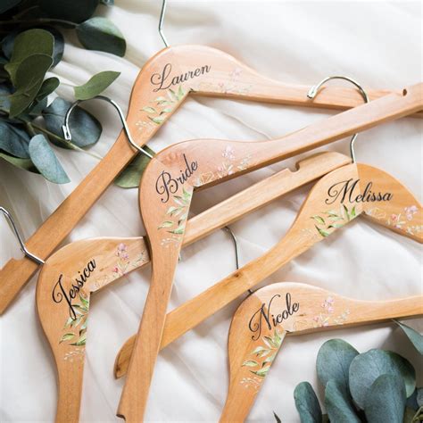 Geo Floral Personalized Wooden Wedding Hangers – Z Create Design