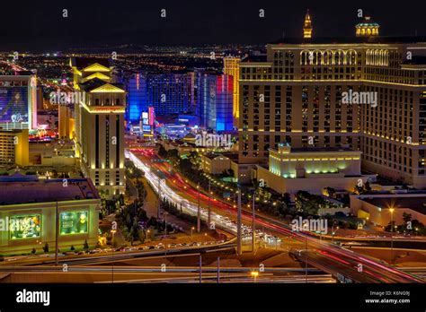 Las Vegas Strip Aerial View - Evening aerial view of the illuminated ...