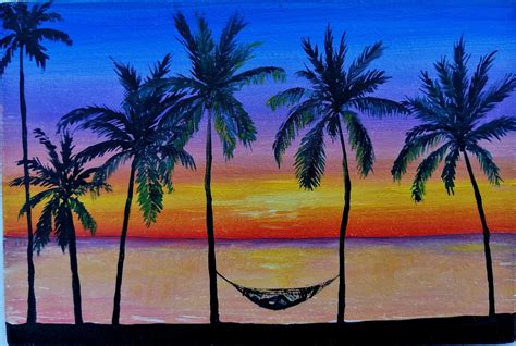 Tropical Beach Landscape Drawings