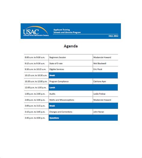 11+ Training Agenda Templates - Free Sample, Example, Format Download! | Free & Premium Templates