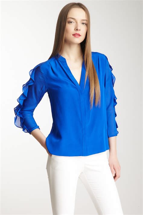 Ruffle Silk Blouse | Fashion, Blouses for women, Clothes