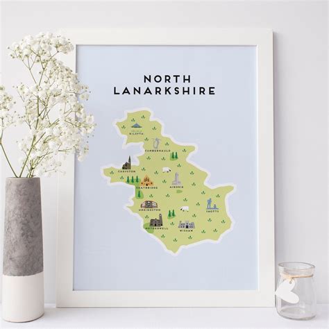 North Lanarkshire Map Illustrated Map of North Lanarkshire - Etsy