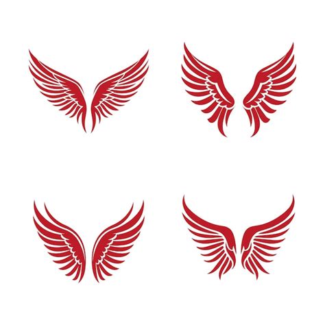 Premium Vector | Red wings vector set for logo or icon template illustration design