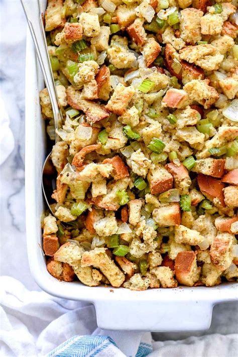 Easy Classic Stuffing Recipe | foodiecrush.com #stuffing #recipe #homemade #than… | Stuffing ...