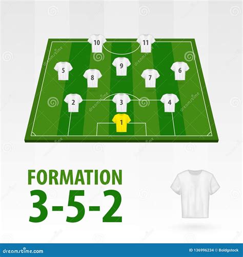 Football Players Lineups, Formation 3-5-2. Soccer Half Stadium Stock Vector - Illustration of ...