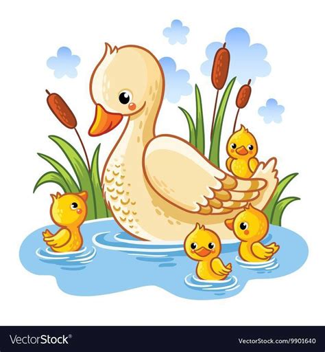 Pin by Benjamin on ภาพประกอบ | Art drawings for kids, Duck and ducklings, Scenery drawing for kids