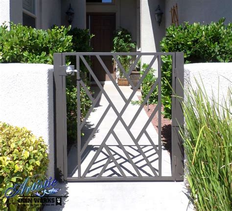 Modern Crisscross Wrought Iron Courtyard Entry Gate | Iron gate design ...