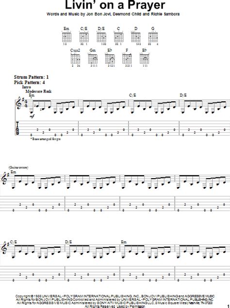 Livin' On A Prayer - Easy Guitar with TAB | zZounds