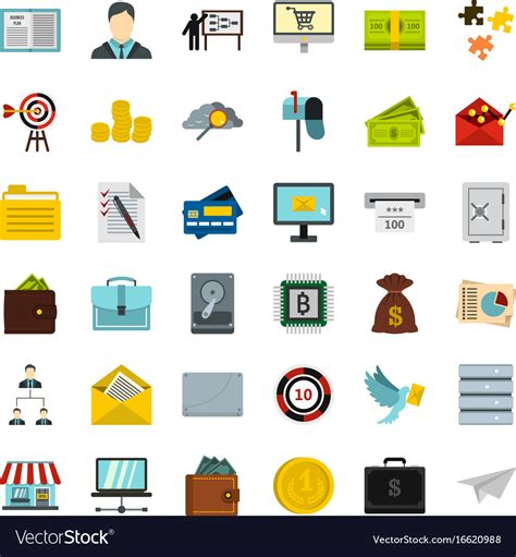 Business plan icons set flat style Royalty Free Vector Image