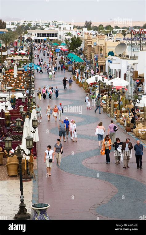 Main tourist shopping centre Naama Bay Sharm el Sheikh resort Red Sea ...