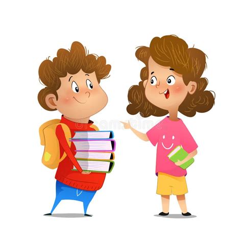 Two Multiracial Children Studying Stock Vector - Illustration of male ...