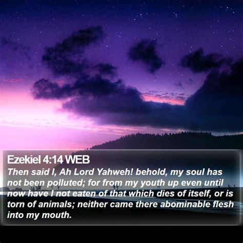 Ezekiel 4:14 WEB - Then said I, Ah Lord Yahweh! behold, my soul has