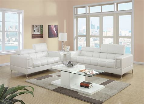 Modern Eclectic Style White Bonded Leather Sofa and Loveseat Set for Living Room - Walmart.com ...