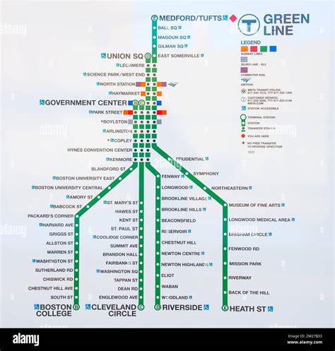 MBTA new schematic map with Green Line Extension GLX at Medford Tufts ...