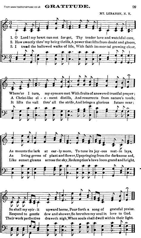 Shaker Music, Song: Gratitude - sheet music and PDF